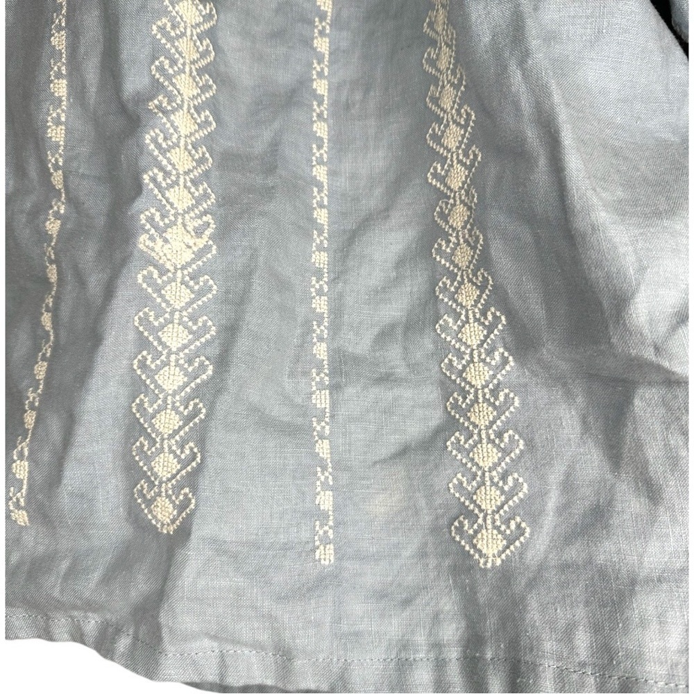 Calypso St. Barth Embroidered Chambray Blouse Small Boho Chic - Picture 4 of 8